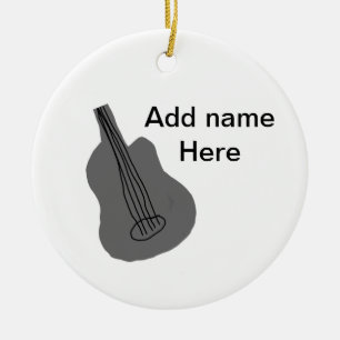 Add you name text brown acoustic guitar editable t ceramic tree decoration