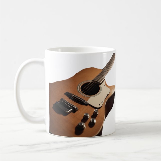 Add you name text brown acoustic guitar editable t coffee mug (Left)