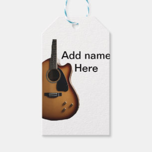 Add you name text brown acoustic guitar editable t gift tags