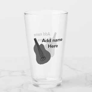 Add you name text brown acoustic guitar editable t glass