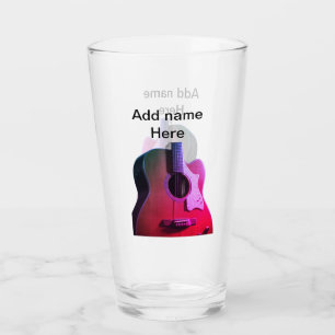 Add you name text brown acoustic guitar editable t glass