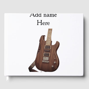 Add you name text brown acoustic guitar editable t guest book