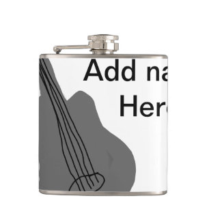 Add you name text brown acoustic guitar editable t hip flask