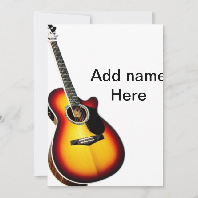 Add you name text brown acoustic guitar editable t invitation (Front)