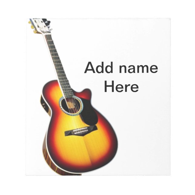 Add you name text brown acoustic guitar editable t notepad (Front)