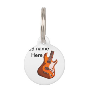 Add you name text brown acoustic guitar editable t pet tag