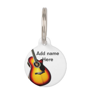 Add you name text brown acoustic guitar editable t pet tag