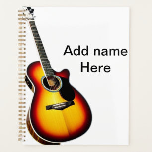 Add you name text brown acoustic guitar editable t planner