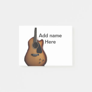 Add you name text brown acoustic guitar editable t post-it notes