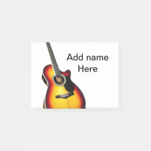 Add you name text brown acoustic guitar editable t post-it notes