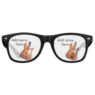 Add you name text brown acoustic guitar editable t retro sunglasses
