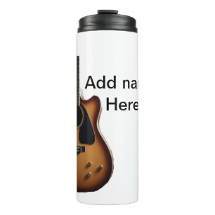 Add you name text brown acoustic guitar editable t thermal tumbler