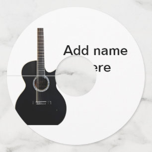 Add you name text brown acoustic guitar editable t wine glass tag