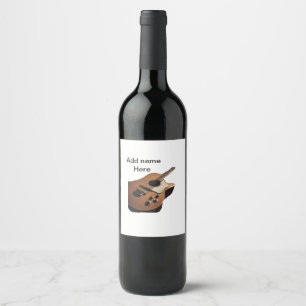 Add you name text brown acoustic guitar editable t wine label