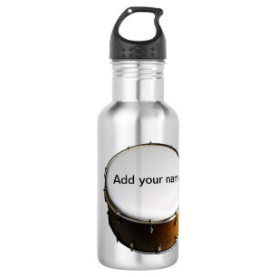 Add you name text brown black drum beats stick 532 ml water bottle