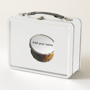 Add you name text brown black drum beats stick metal lunch box