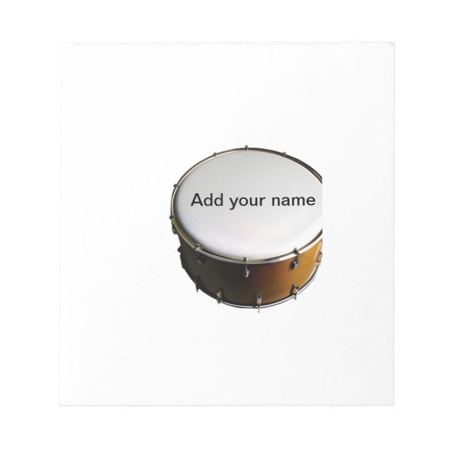 Add you name text brown black drum beats stick notepad (Front)