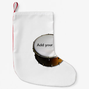 Add you name text brown black drum beats stick small christmas stocking
