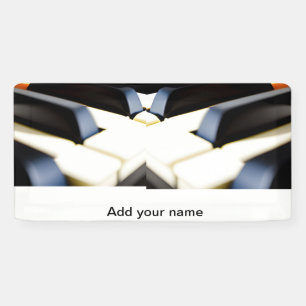 Add you name text brown black piano keys banner