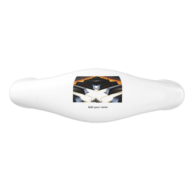 Add you name text brown black piano keys ceramic drawer pull (Front)
