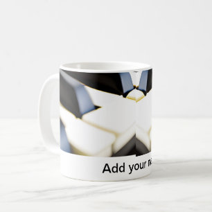 Add you name text brown black piano keys coffee mug
