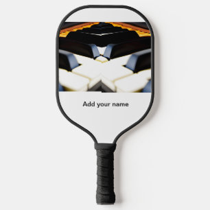 Add you name text brown black piano keys pickleball paddle