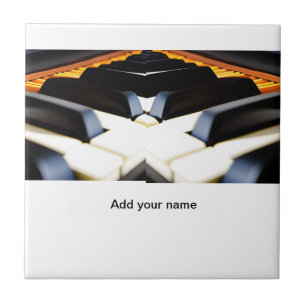 Add you name text brown black piano keys tile