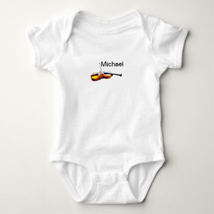 Add you name text brown violin music lover throw p baby bodysuit