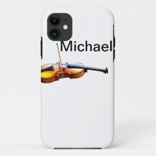 Add you name text brown violin music lover throw p Case-Mate iPhone case