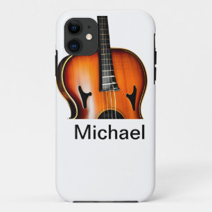 Add you name text brown violin music lover throw p Case-Mate iPhone case
