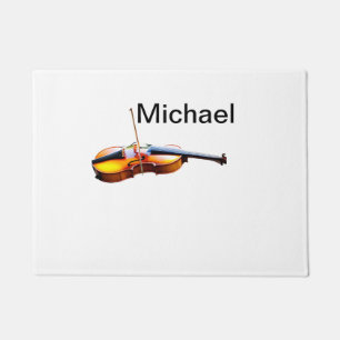 Add you name text brown violin music lover throw p doormat