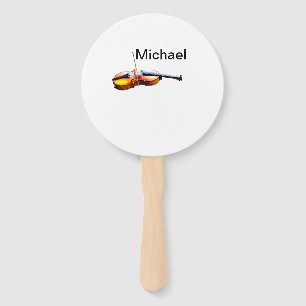 Add you name text brown violin music lover throw p hand fan