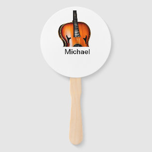 Add you name text brown violin music lover throw p hand fan
