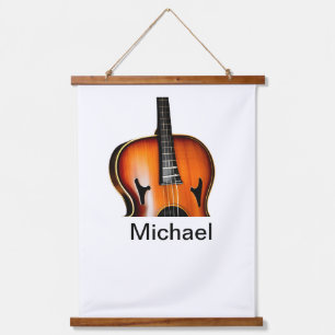 Add you name text brown violin music lover throw p hanging tapestry