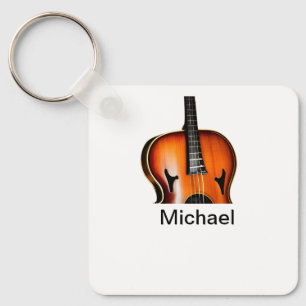 Add you name text brown violin music lover throw p key ring