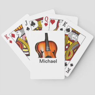 Add you name text brown violin music lover throw p playing cards