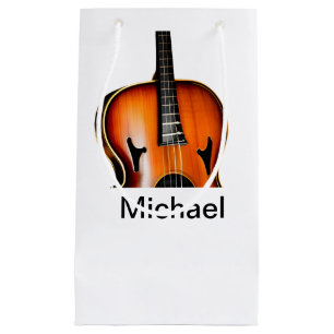 Add you name text brown violin music lover throw p small gift bag