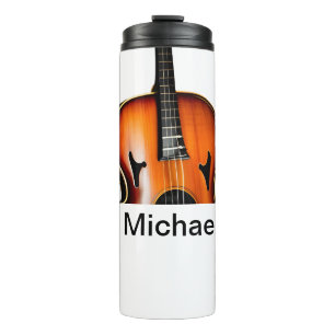 Add you name text brown violin music lover throw p thermal tumbler