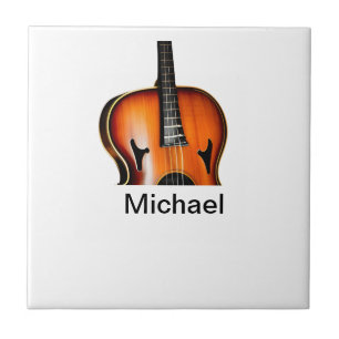 Add you name text brown violin music lover throw p tile