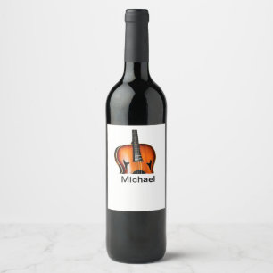 Add you name text brown violin music lover throw p wine label