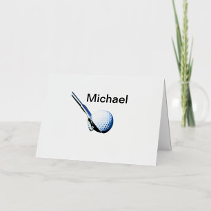 Add you name text golf ball club sports equipment  foil holiday card