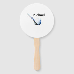 Add you name text golf ball club sports equipment hand fan