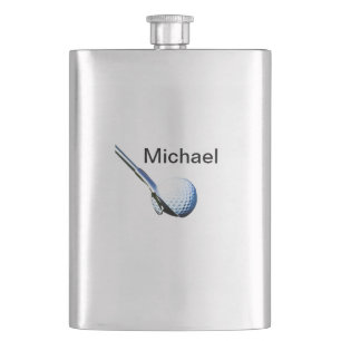 Add you name text golf ball club sports equipment hip flask