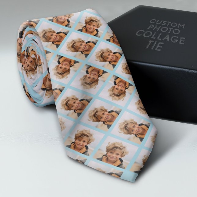 Add Your 1 Photo to Make a Pattern - Blue Tie (Custom Photo Tie)
