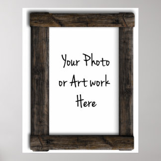 Add Your Art or Photo Old "Wooden" Frame Template Poster