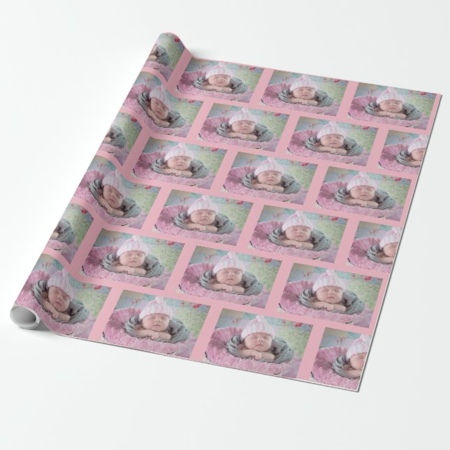 Add Your Baby's Photo to this Custom Gift Wrap (Unrolled)