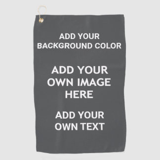 Add your background colour, your image, your text golf towel