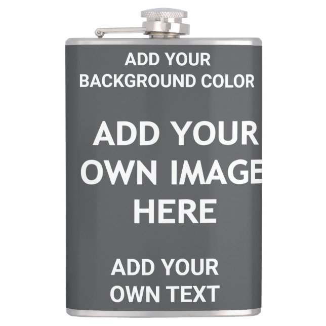 Add your background colour, your image, your  text hip flask (Front)