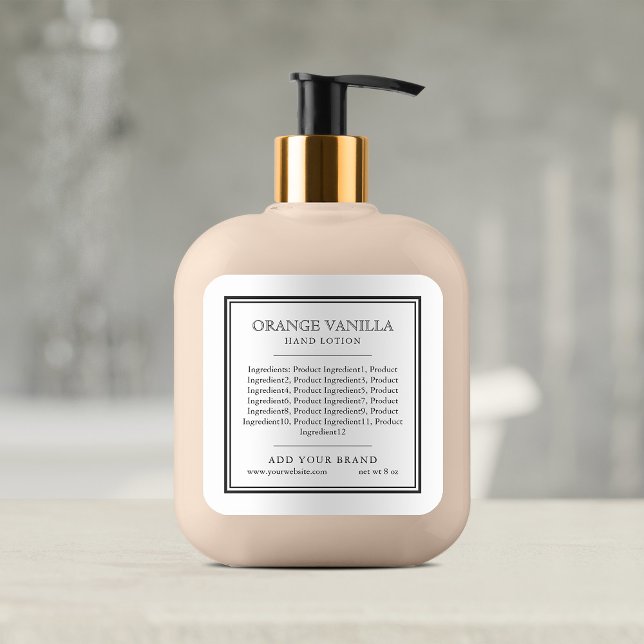 Add Your Brand Classic Black Border Ingredients Square Sticker (Creator Uploaded)