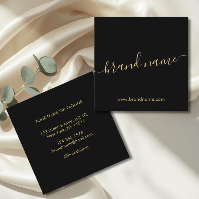 Add your brand name modern minimalist black  square business card (Creator Uploaded)